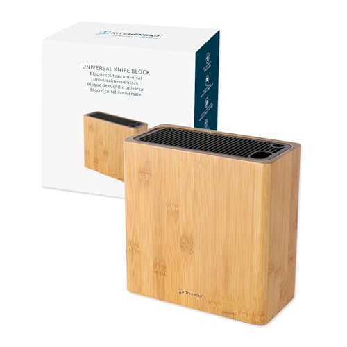 KITCHENDAO XL Bamboo Universal Knife Holder & 20-Slot Knife Block