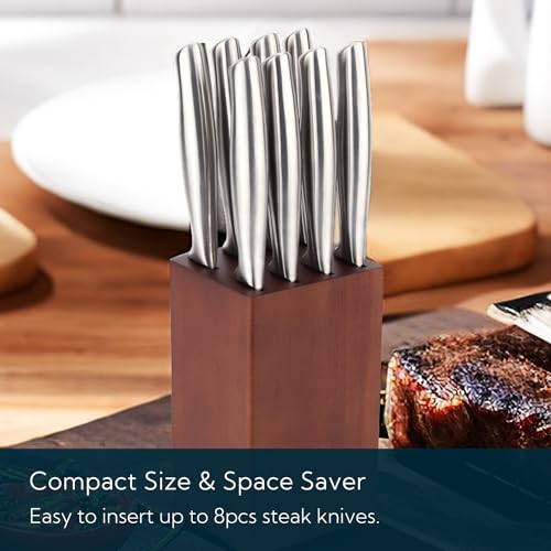 KITCHENDAO 8-Slot Wooden Steak Knife Block Holder - No Knives