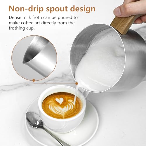 AMZCHEF 8-in-1 Milk Frother & Steamer, 550W, Stainless Steel, Automatic Silver