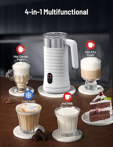 Airyoyo 4-in-1 Electric Milk Frother, Hot & Cold Foam Control