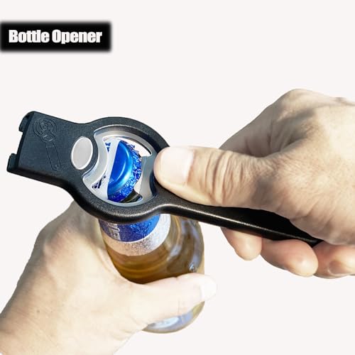 3-in-1 Magnetic Bottle & Can Opener, Stainless Steel Can Punch with Cap Catcher
