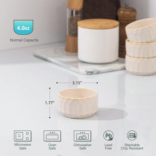Oven & Dishwasher Safe 4 oz Ramekin Set - 6 Piece, Perfect Gift for Holidays