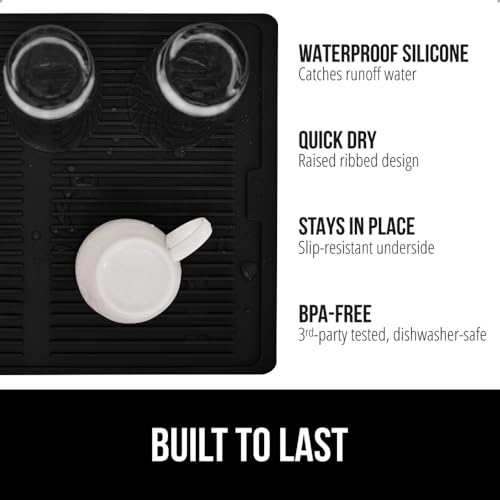 BPA-Free Silicone Drying Mat, Slip Resistant, 18x24 for Kitchen Counters