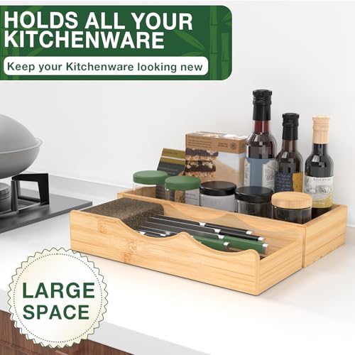 Bamboo Stackable Box for Efficient Kitchen Knife Storage