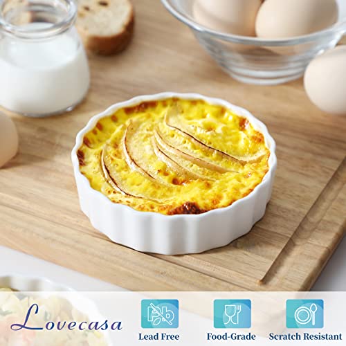 LOVECASA Oven-Safe 8 Oz Porcelain Ramekins Set of 6 - White