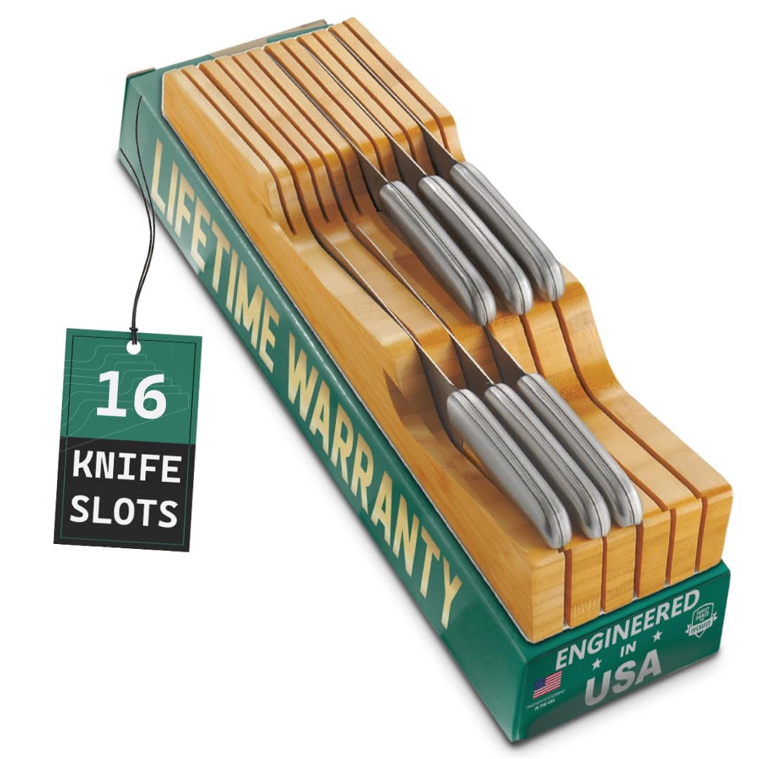 Bamboo Knife Block Organizer for Kitchen Storage
