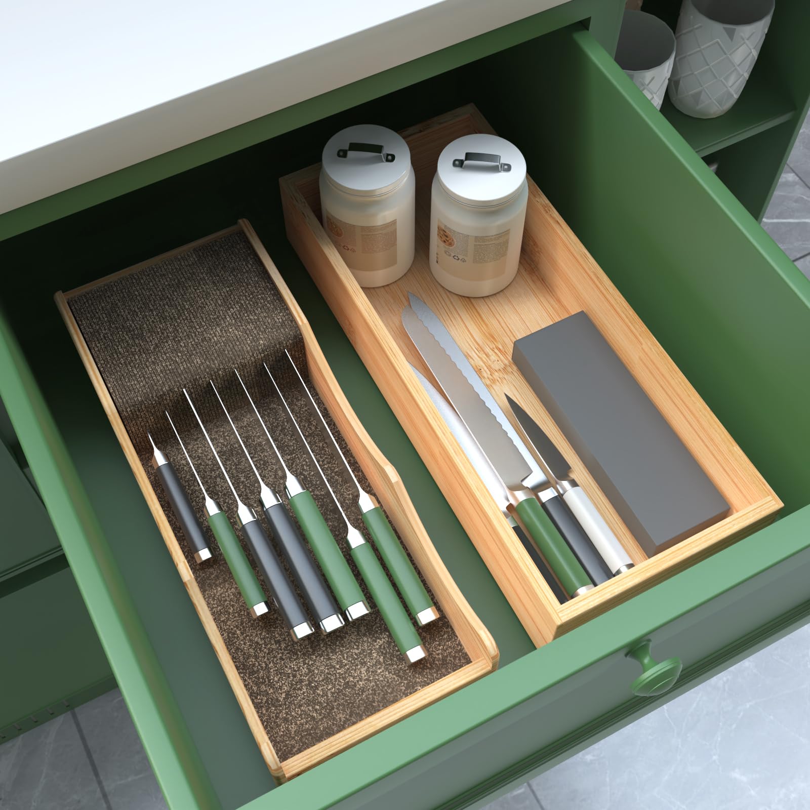 Bamboo Stackable Box for Efficient Kitchen Knife Storage