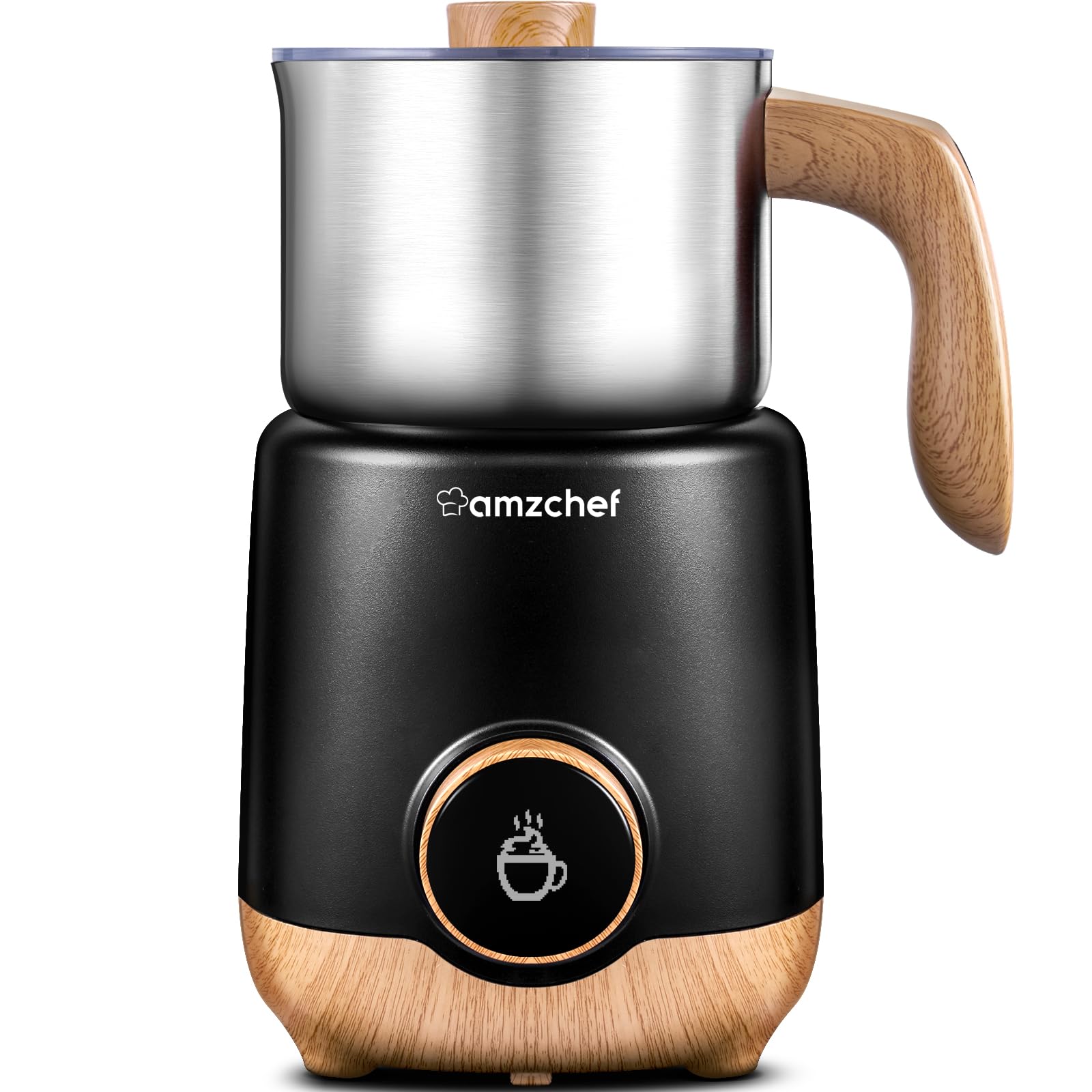 AMZCHEF 8-in-1 Milk Frother & Steamer, 550W, Stainless Steel, Automatic Silver
