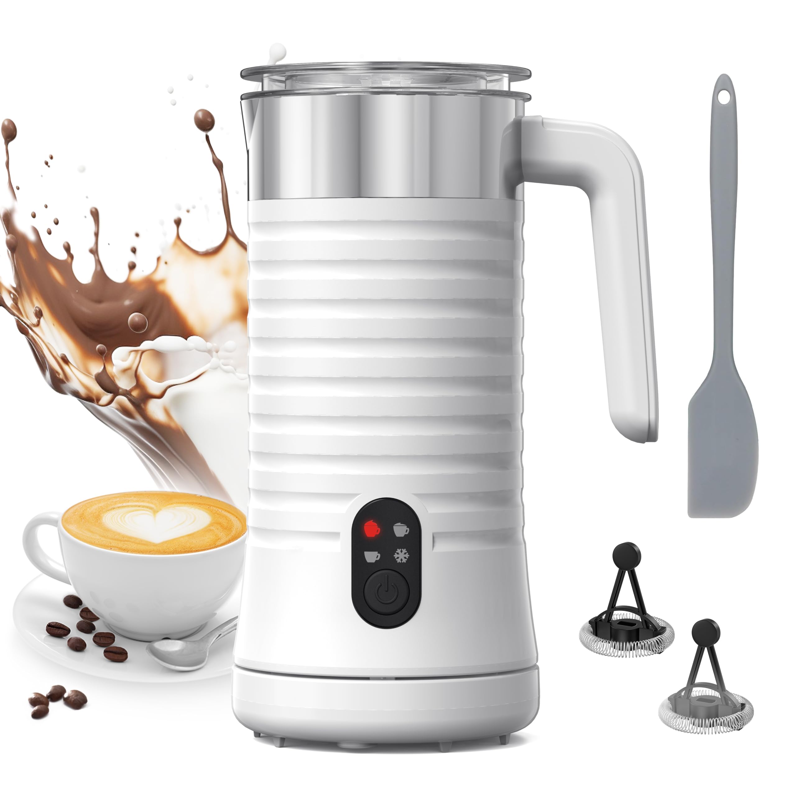 Airyoyo 4-in-1 Electric Milk Frother, Hot & Cold Foam Control