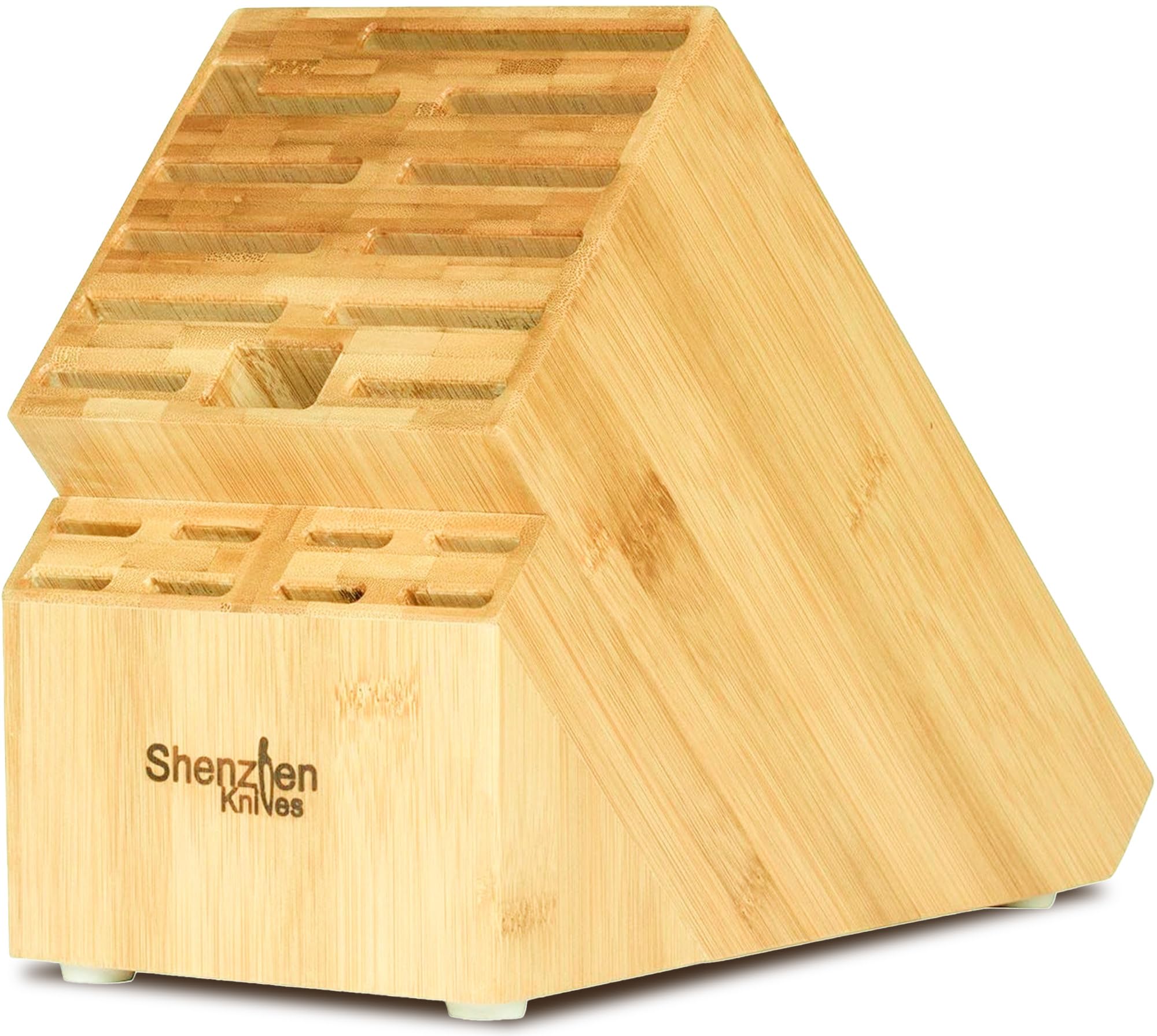20-slot Bamboo Finish Knife Block - Countertop Organizer Without Knives